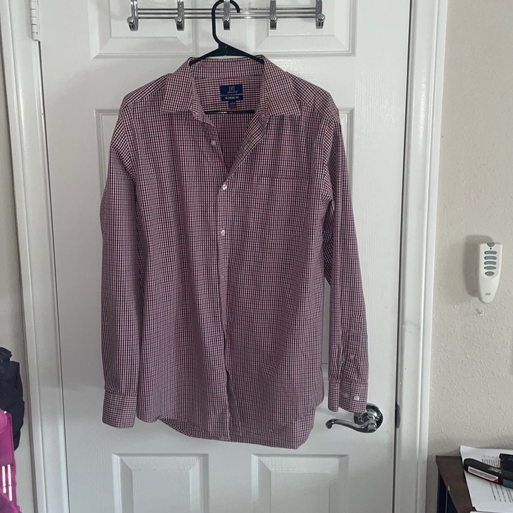 Red and blue mens dress shirt